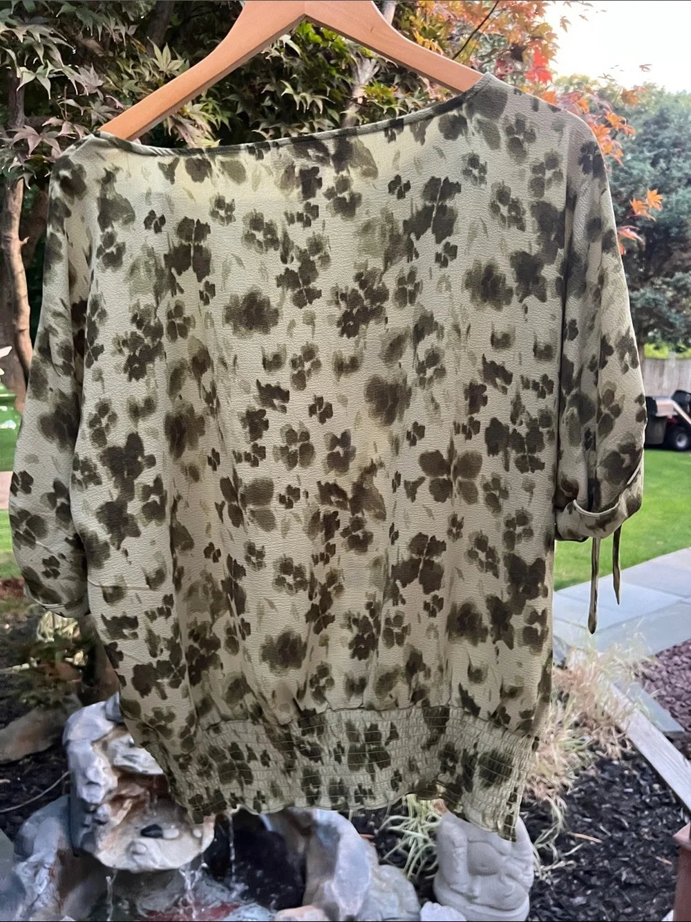 Michael Kors Olive Green Floral-Print Tunic Top